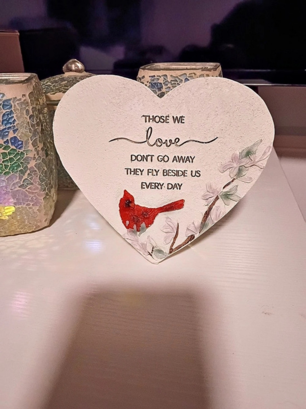 Heart Memorial Wall Decor White & Red
